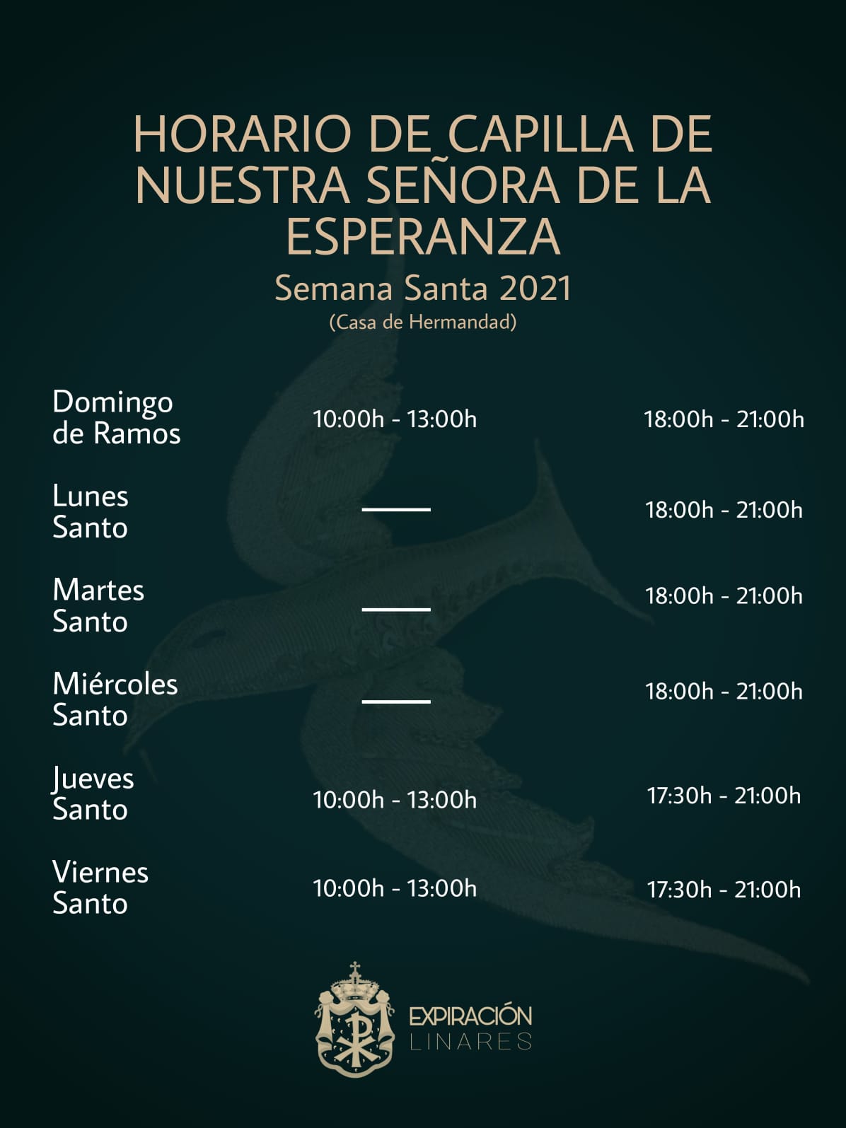 horario capilla semana santa 2021